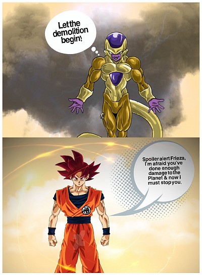 DragonballZ's Goku (Super Saiyan God and Gold Frieza).