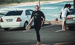 Barefoot surfer.